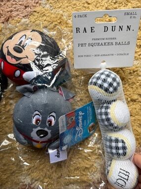 Disney Mickey and Disney Tramp Dog Toys - Squeaker AND 4 pk RAE DUNN- small 2”
